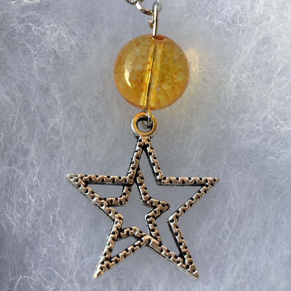 Yellow Citrine Star Dangle Earrings - Picture 5 of 8